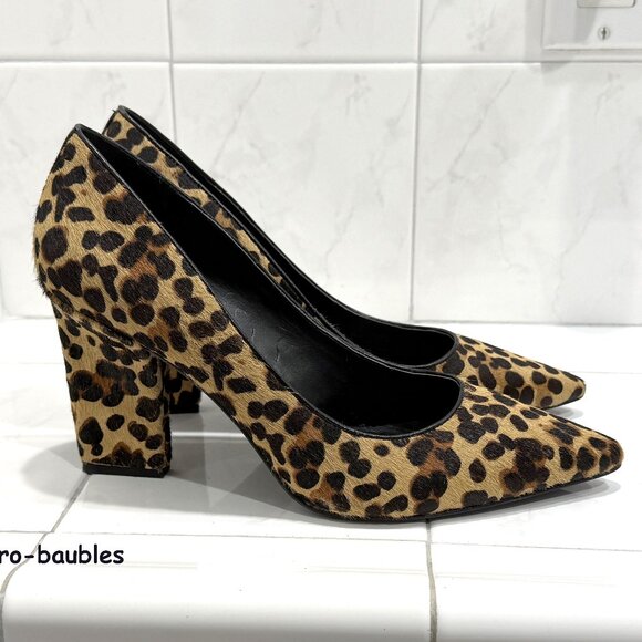 Nine West Blare Pony Hair Cheetah Print Block Heel 8.5M - EUC - Picture 5 of 14